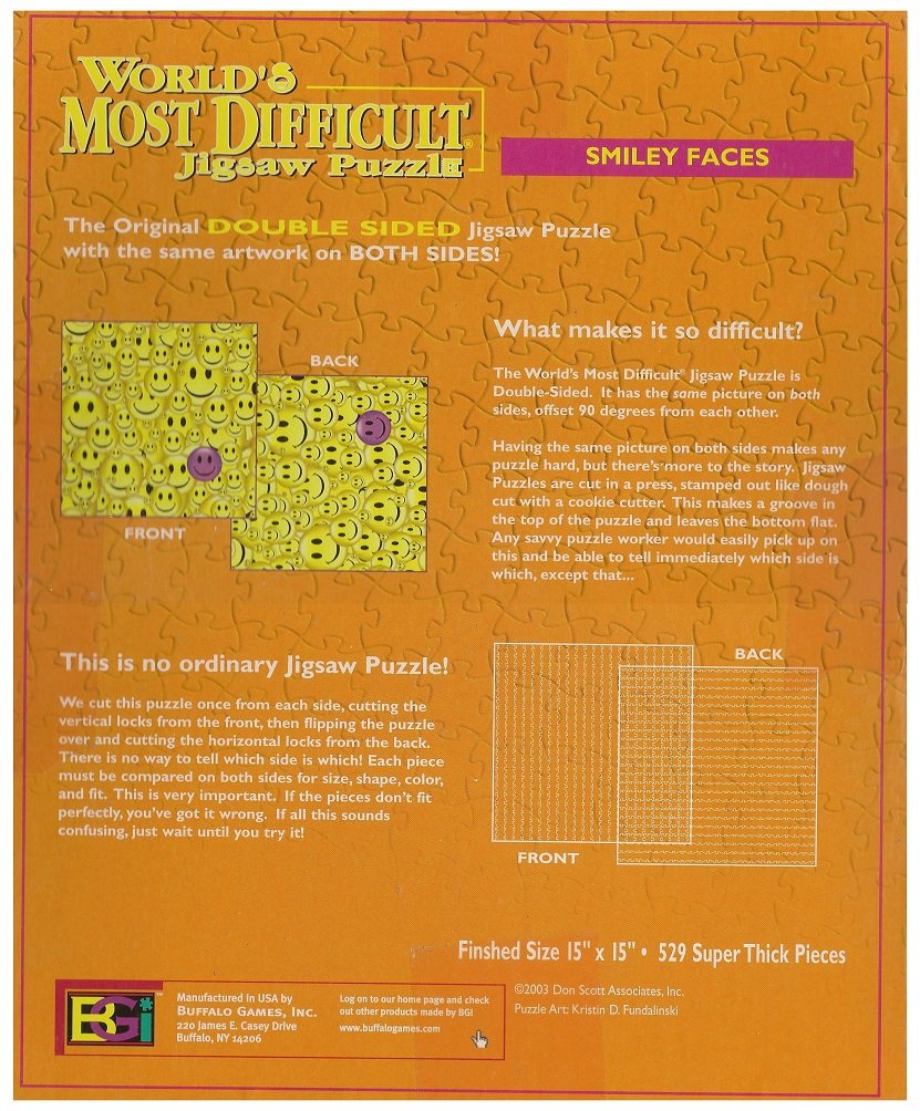 DOUBLE FACED PUZZLE 404ピース World's Most Difficult Jigsaw Puzzle; Smiley Faces, Double Sided